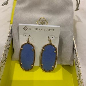 RARE Kendra Scott Blue Glow in the dark glass Danielle Earrings in Rose gold